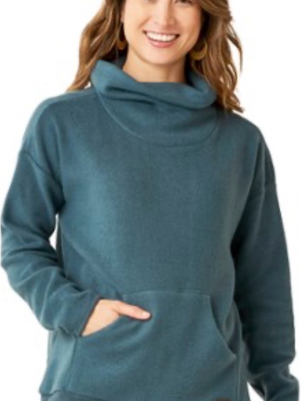 Carve Designs Teal Cowl Neck Sweatshirt Women’s Medium Cozy Pullover Casual